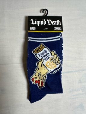 Liquid Death Men's Navy Graphic Crew Socks